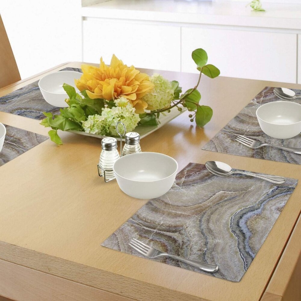 Ambesonne Marble Print Place Mats Set of 4 Surreal Onyx Surface Standard Size